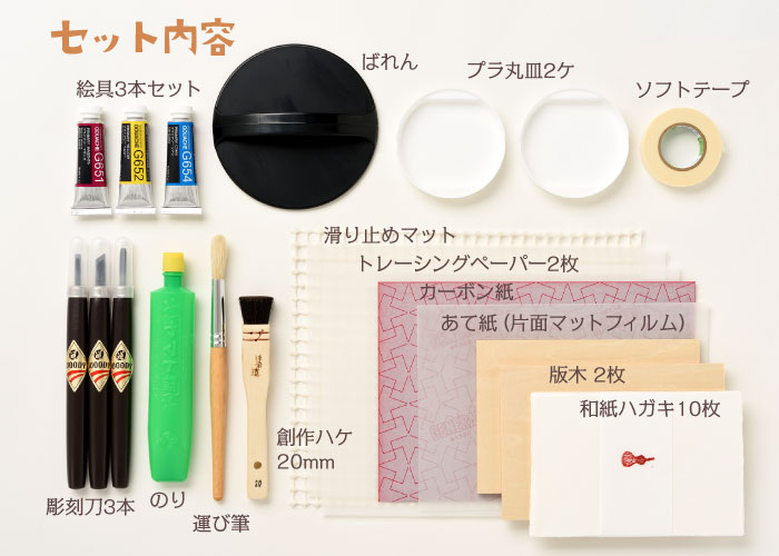 ゼロからはじめる木版画セット セット内容