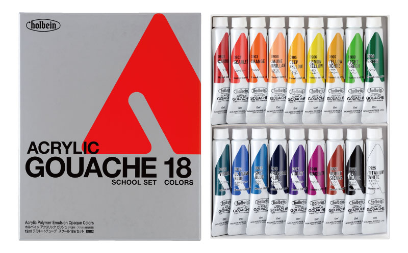thumbnail image 2 of Holbein Acrylic Gouache Paint Set - 12 Pastel Colors In 20ml Tubes, Perfect For Artists & Hobbyists 2 of 11