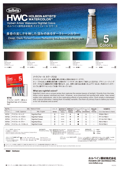 透明水彩絵具 ナイトフォールカラーズ